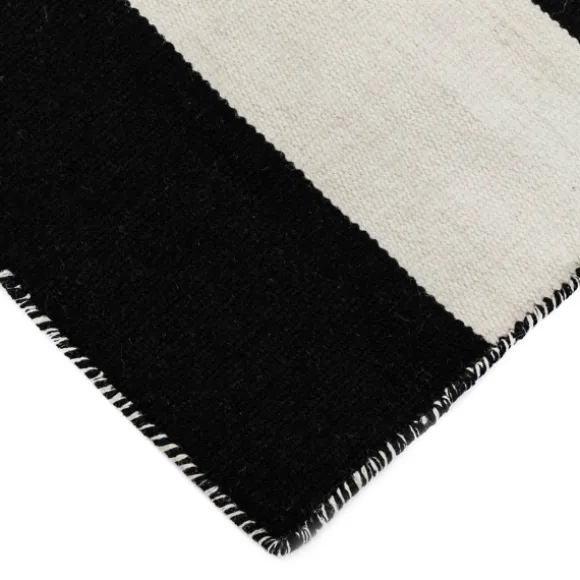Kirkland's Home Outdoor Rugs-Black Cabana Stripe Indoor/Outdoor Scatter Rug