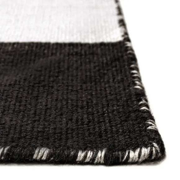 Kirkland's Home Outdoor Rugs-Black Cabana Stripe Indoor/Outdoor Scatter Rug