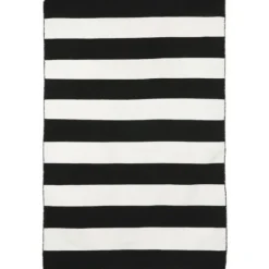 Kirkland's Home Outdoor Rugs-Black Cabana Stripe Indoor/Outdoor Area Rug, 3X5