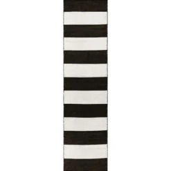 Kirkland's Home Outdoor Rugs-Black Cabana Stripe Indoor/Outdoor Runner, 2X8