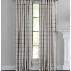 Kirkland's Home Curtains & Drapes-Black Checkered Single Curtain Panel, 84 In.