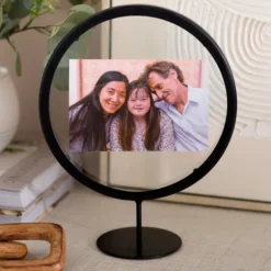 Kirkland's Home Picture Frames-Black Circular Floating Picture Frame Stand, 4X6