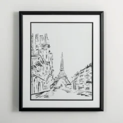 Kirkland's Home Framed Art-Black Eiffel Tower Sketch Framed Art Print