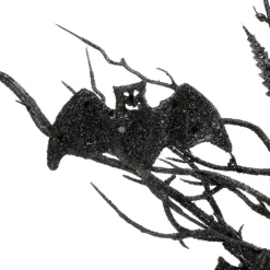 Kirkland's Home Wreaths-Black Fern Swirl Bats Halloween Wreath