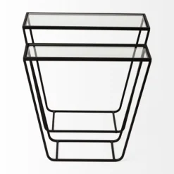 Kirkland's Home Accent & End Tables-Black Geometric Nesting Accent Tables, Set Of 2