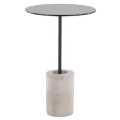 Kirkland's Home Accent & End Tables-Black Glass And Concrete Round Accent Table