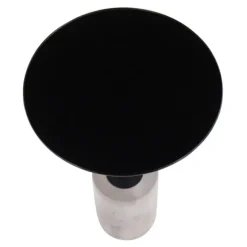 Kirkland's Home Accent & End Tables-Black Glass And Concrete Round Accent Table