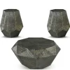 Kirkland's Home Coffee Tables-Black Hand-Stamped Iron 3-Pc. Table Set