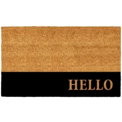 Kirkland's Home Doormats-Black Hello Bold Stripe Coir Doormat, 24 In.