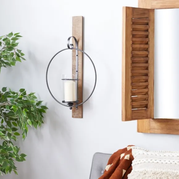 Kirkland's Home Sconces-Black Hoop Glass Sleeve Wall Sconce, 28 In.