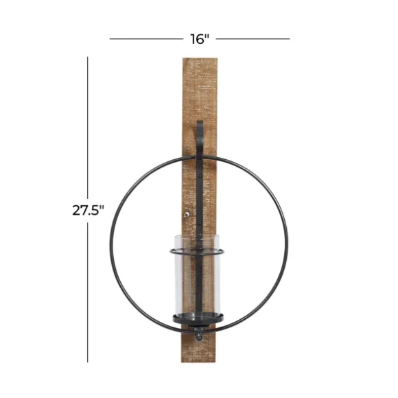 Kirkland's Home Sconces-Black Hoop Glass Sleeve Wall Sconce, 28 In.