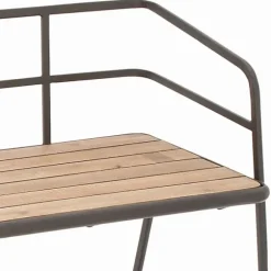 Kirkland's Home Benches & Ottomans-Black Iron And Wooden Seat Industrial Bench