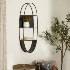 Kirkland's Home Shelves-Black Iron Oval Frame Wall Shelf