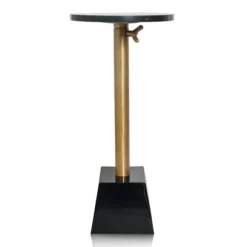 Kirkland's Home Accent & End Tables-Black Marble Top Tapered Base Accent Table, 10 In.