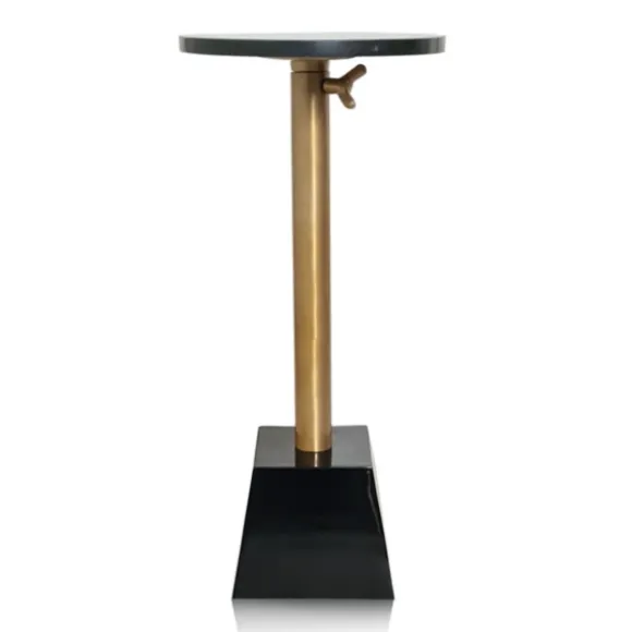 Kirkland's Home Accent & End Tables-Black Marble Top Tapered Base Accent Table, 10 In.