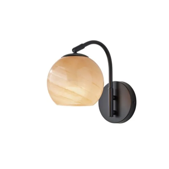 Kirkland's Home Sconces-Black Metal And Frosted Glass Globe Sconce