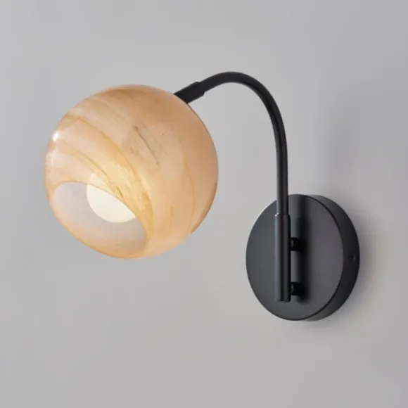 Kirkland's Home Sconces-Black Metal And Frosted Glass Globe Sconce
