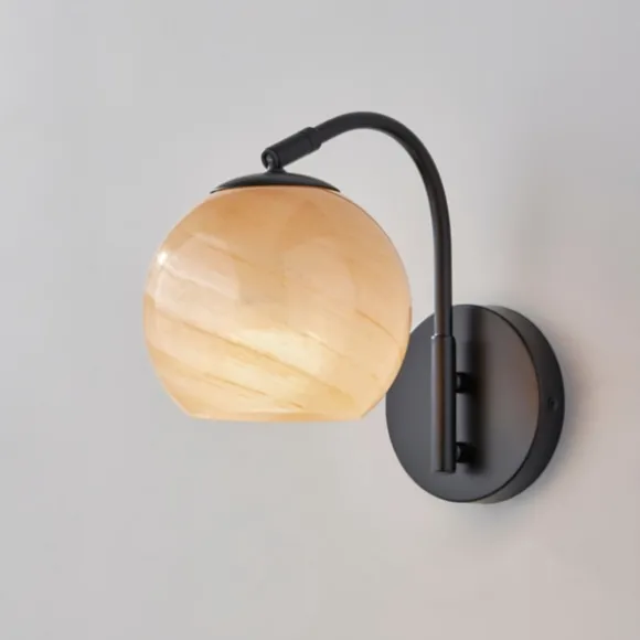Kirkland's Home Sconces-Black Metal And Frosted Glass Globe Sconce