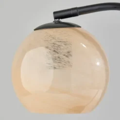 Kirkland's Home Table Lamps-Black Metal And Frosted Glass Globe Table Lamp