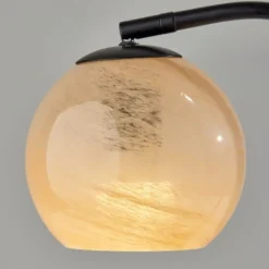 Kirkland's Home Table Lamps-Black Metal And Frosted Glass Globe Table Lamp