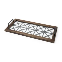 Kirkland's Home Decorative Trays-Black Metal And Glass Tray