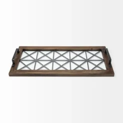 Kirkland's Home Decorative Trays-Black Metal And Glass Tray