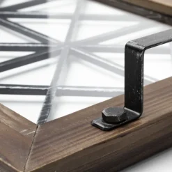 Kirkland's Home Decorative Trays-Black Metal And Glass Tray