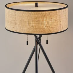 Kirkland's Home Table Lamps-Black Metal And Rat Tripod Table Lamp