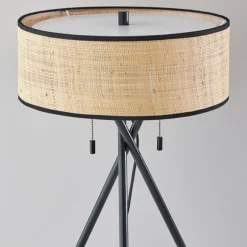 Kirkland's Home Table Lamps-Black Metal And Rat Tripod Table Lamp