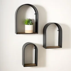 Kirkland's Home Shelves-Black Metal Arch Shelves, Set Of 3