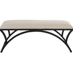 Kirkland's Home Benches & Ottomans-Black Metal Arched Frame Upholstered Bench