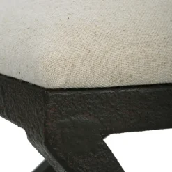 Kirkland's Home Benches & Ottomans-Black Metal Arched Frame Upholstered Bench