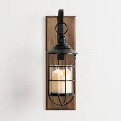 Kirkland's Home Sconces-Black Metal Caged Wall Sconce