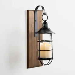 Kirkland's Home Sconces-Black Metal Caged Wall Sconce