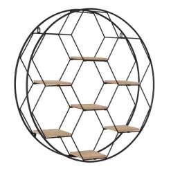 Kirkland's Home Shelves-Black Metal Hexagonal Frame Wall Shelf