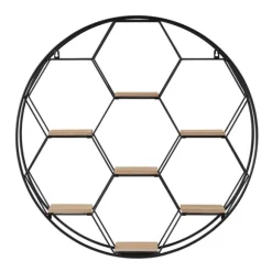 Kirkland's Home Shelves-Black Metal Hexagonal Frame Wall Shelf
