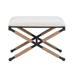 Kirkland's Home Benches & Ottomans-Black Metal Legs Accent Stool With Rope Detail