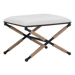 Kirkland's Home Benches & Ottomans-Black Metal Legs Accent Stool With Rope Detail