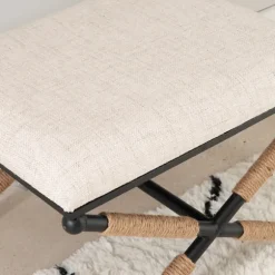 Kirkland's Home Benches & Ottomans-Black Metal Legs Accent Stool With Rope Detail