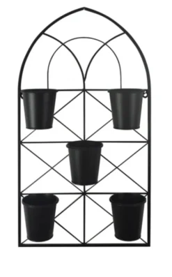 Kirkland's Home Wall Storage-Black Metal Panel 5-Pot Wall Planter