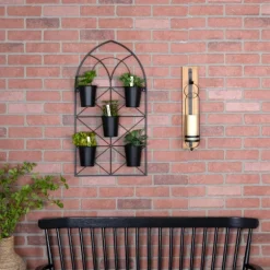 Kirkland's Home Wall Storage-Black Metal Panel 5-Pot Wall Planter