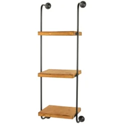 Kirkland's Home Shelves-Black Metal Pipe Three-Tier Wall Mounted Shelf