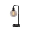 Kirkland's Home Table Lamps-Black Metal Table Lamp With Textured Glass Shade