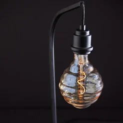 Kirkland's Home Table Lamps-Black Metal Textured Edison Table Lamp