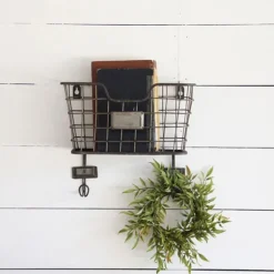 Kirkland's Home Wall Storage-Black Metal Wire Mail Wall Pocket