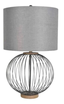 Kirkland's Home Table Lamps-Black Metal Wire Sphere Table Lamp