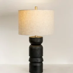 Kirkland's Home Table Lamps-Black Modern Ridge Table Lamp