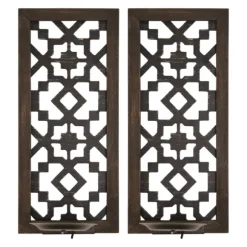 Kirkland's Home Sconces-Black Ornate Laser Cut Sconces, Set Of 2