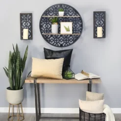 Kirkland's Home Sconces-Black Ornate Laser Cut Sconces, Set Of 2