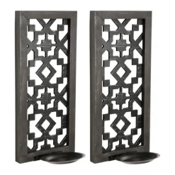 Kirkland's Home Sconces-Black Ornate Laser Cut Sconces, Set Of 2